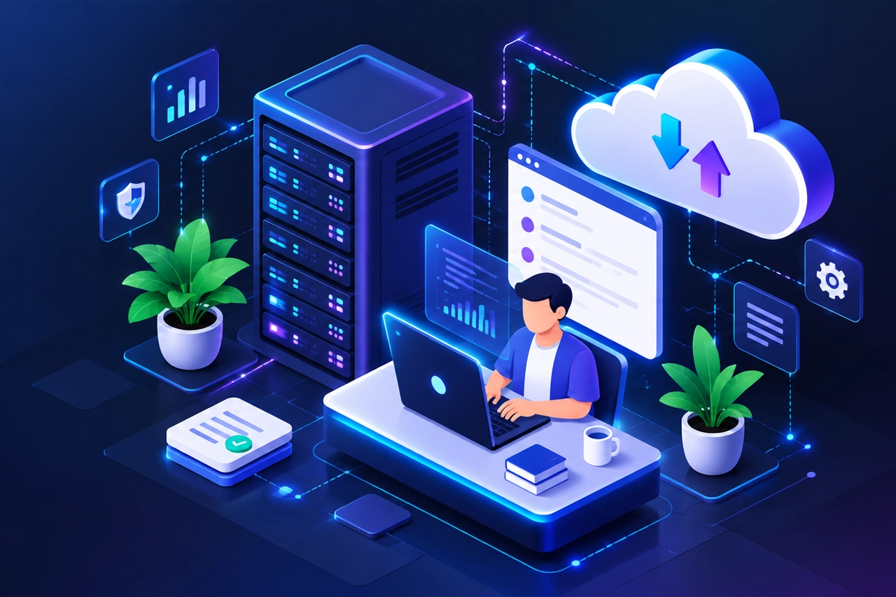 Technology, cloud, servers and digital connectivity